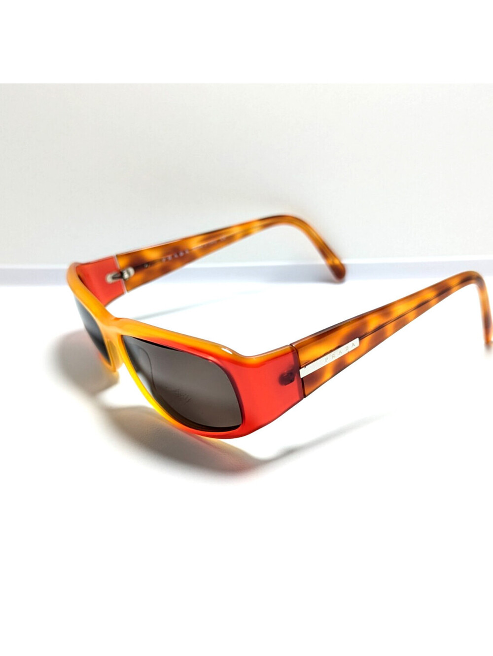Prada SPR 03E 0BD-5G1 Unisex Orange Leopard Gray Lens Women's Small Sunglasses - Picture 3 of 6